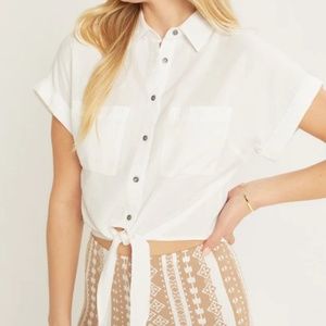Love Tree Short Sleeve Button Up
